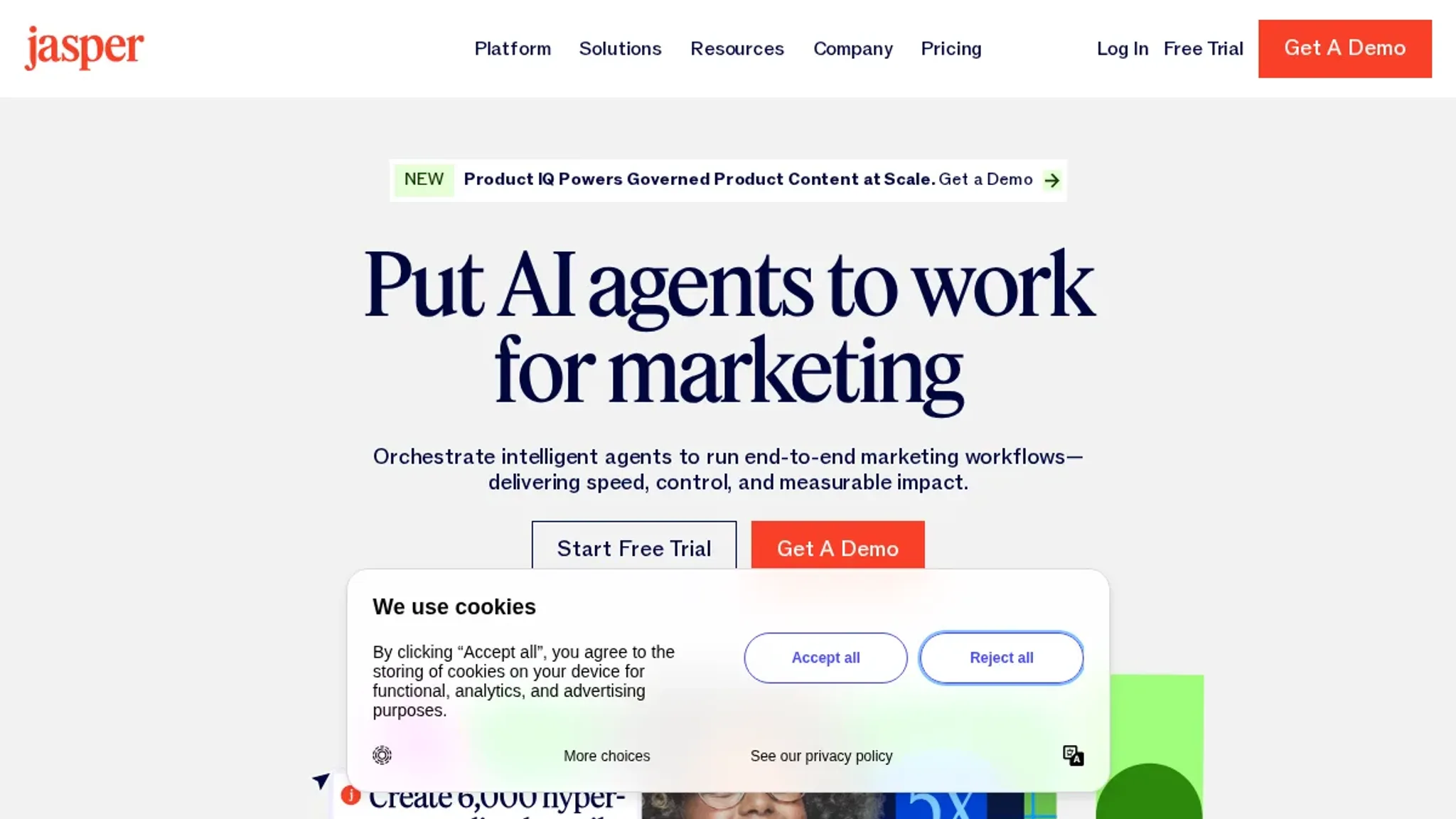 Screenshot of the Jasper homepage, captured September 2026