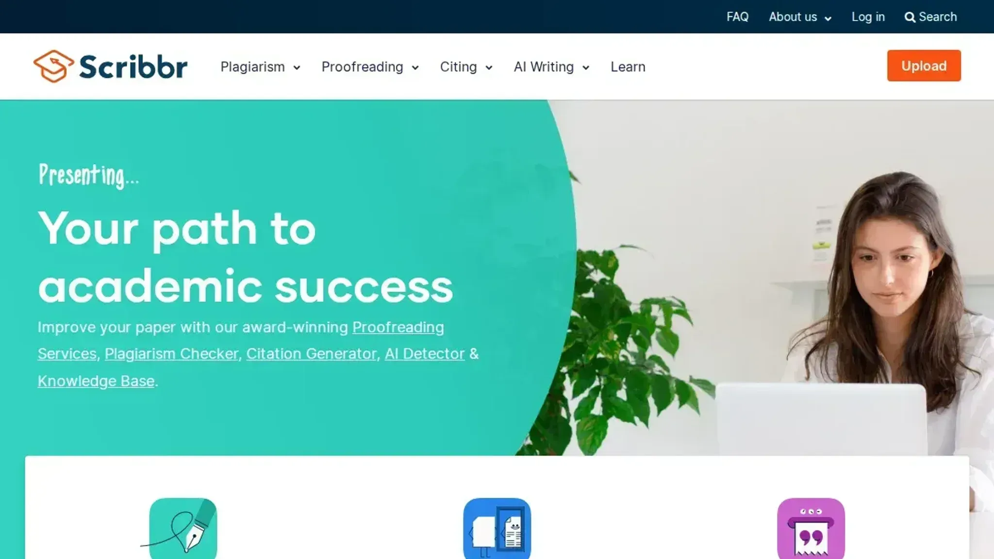 Screenshot of the Scribbr's homepage, captured July 2026