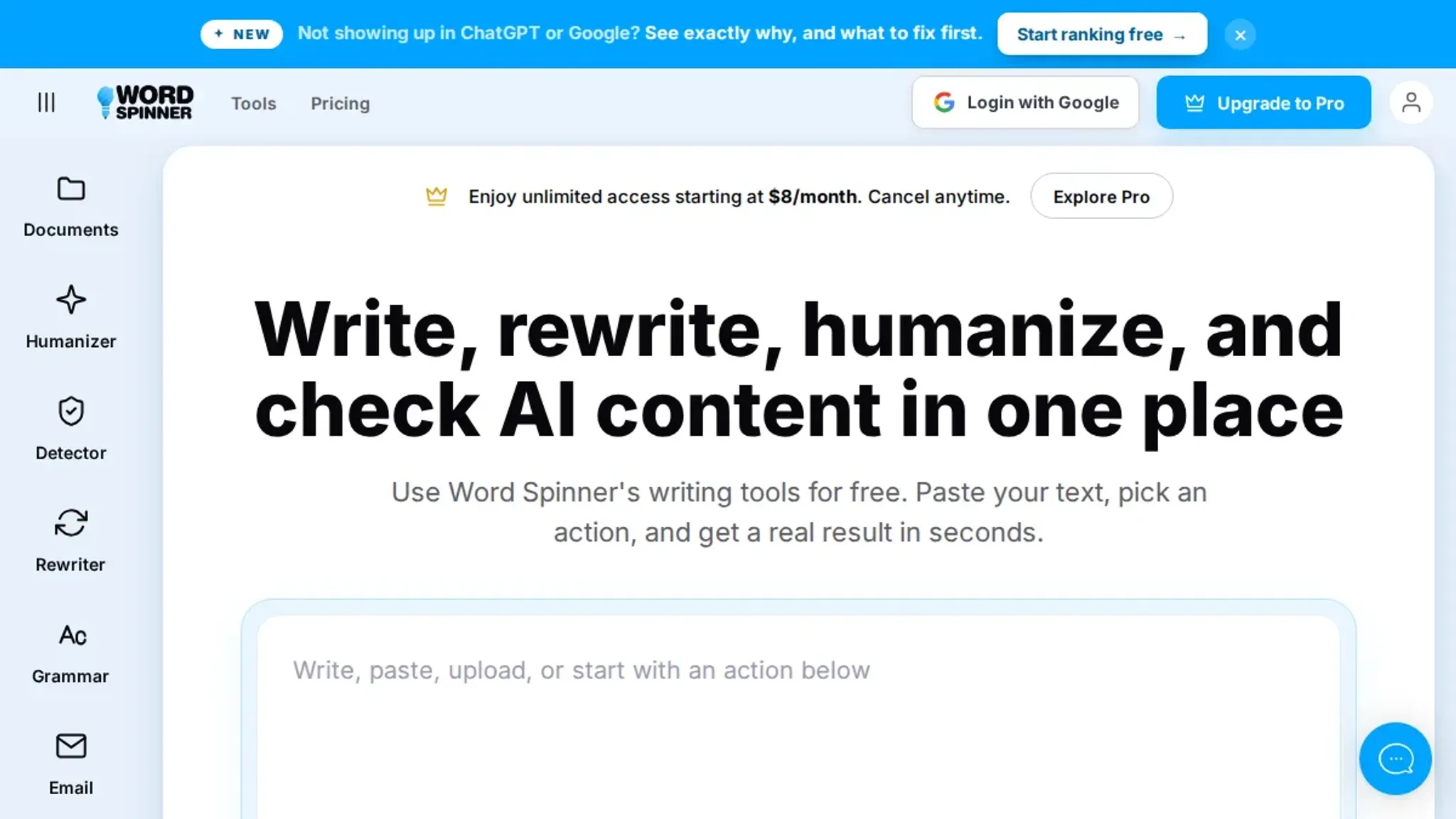 Screenshot of the Word Spinner homepage, captured September 2026