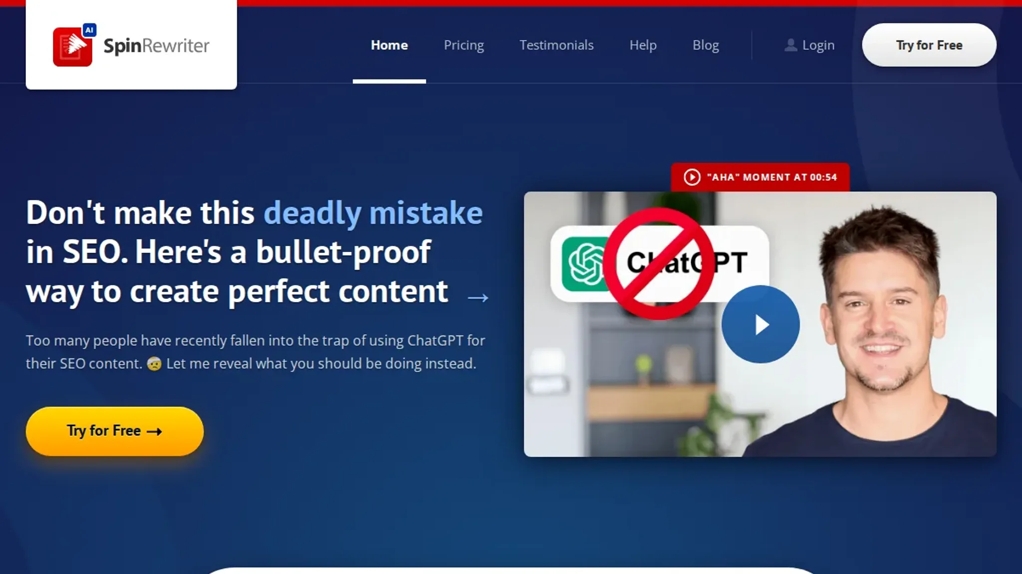 Screenshot of the Spin Rewriter homepage, captured August 2026