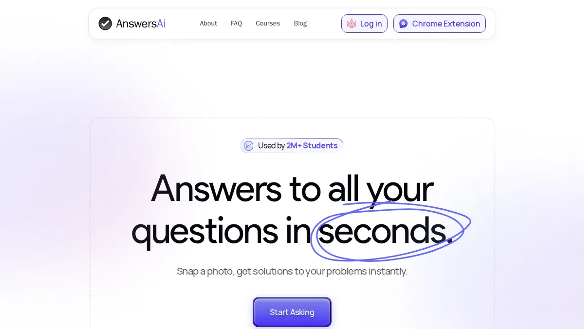 Screenshot of the Answers AI homepage, captured September 2026