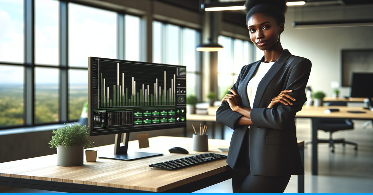 Person standing at a standing desk reviewing AI detection results on screen, showing Word Spinner AI rewriter content passes GPTZero and Originality AI