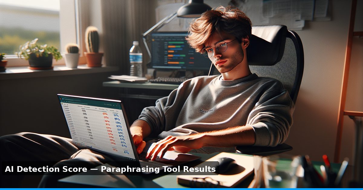 ai paraphrasing tool detection score results - low ai score on screen