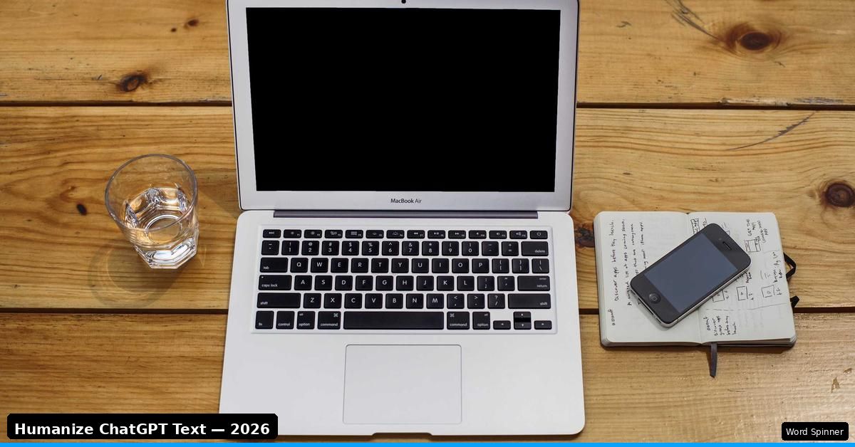 Person using laptop to humanize text from ChatGPT with AI writing tools