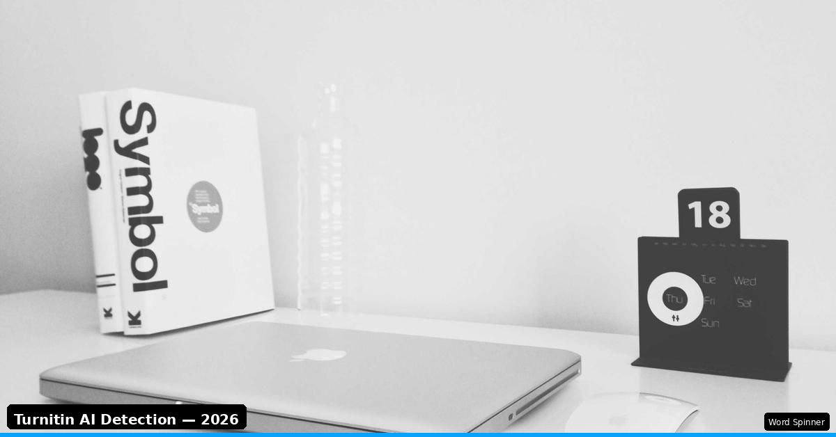 Laptop on desk with Turnitin AI detection analysis in 2026