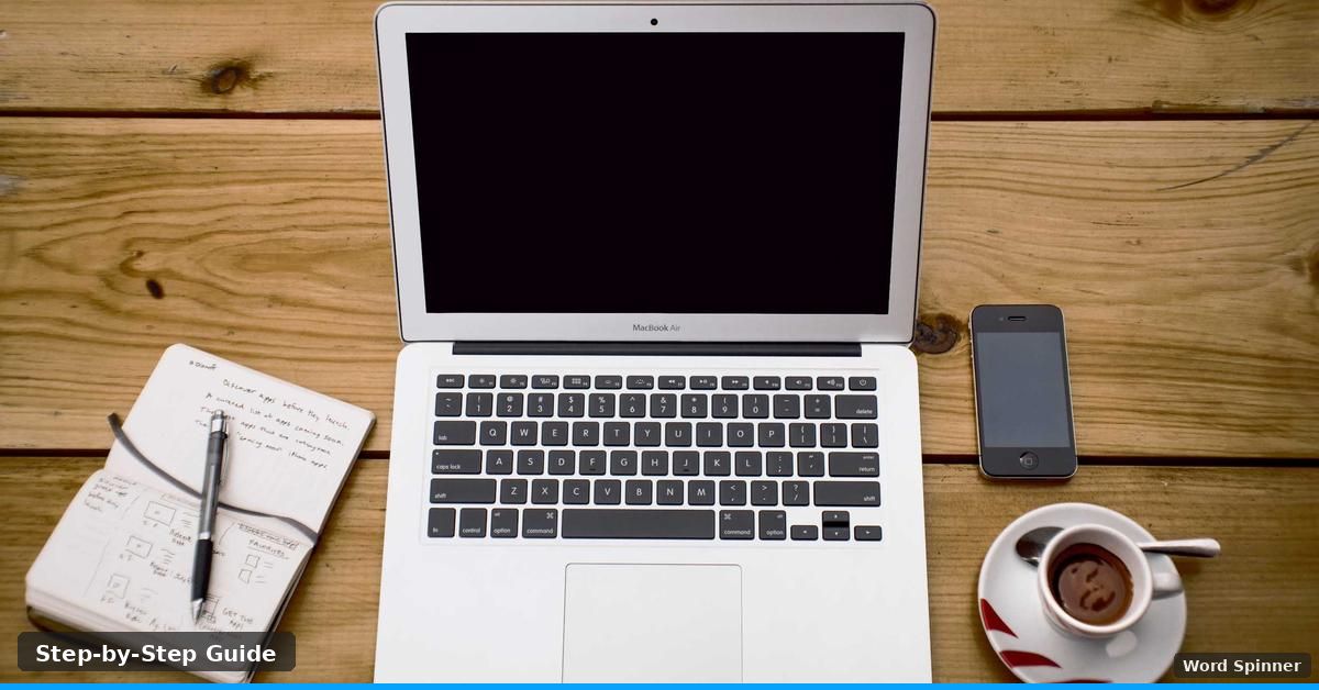 Laptop with notebook and coffee on wooden desk showing productive workspace