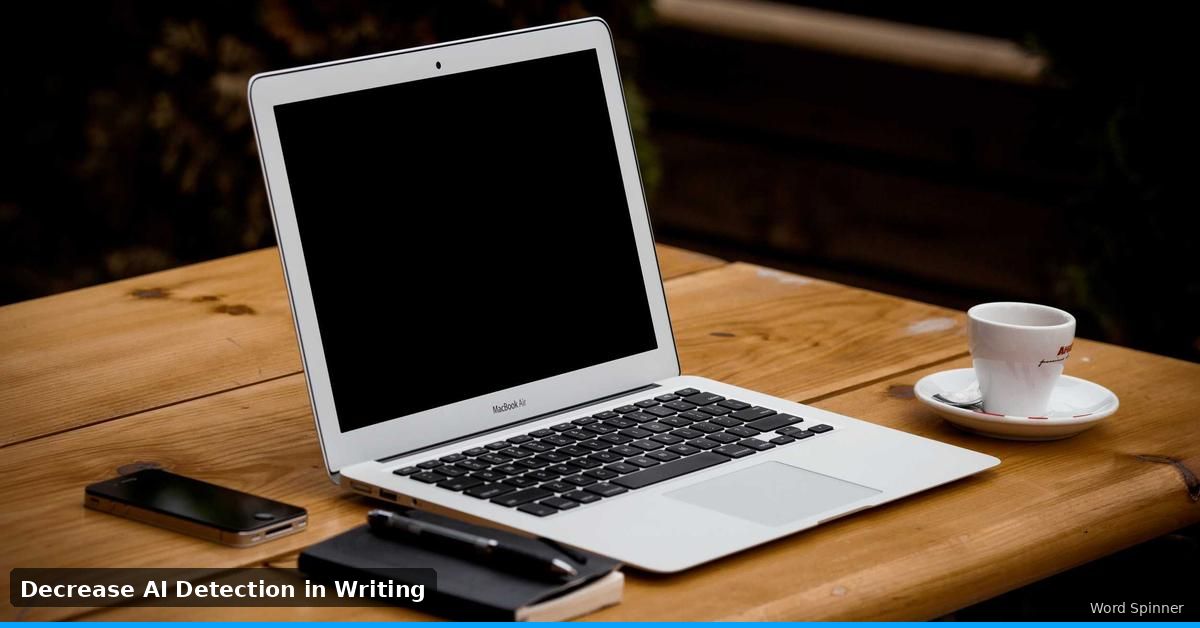 Person at clean laptop desk focused on decreasing AI detection in writing