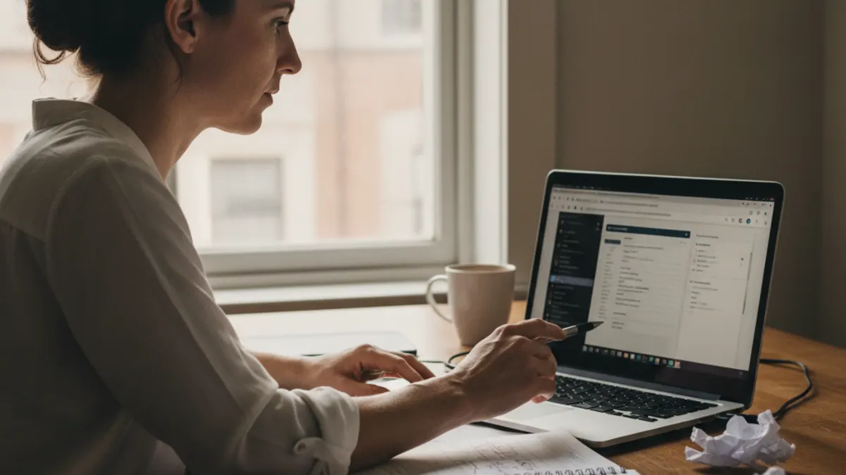 Curriculum coordinator following a step-by-step classroom AI review workflow with checklist and source tabs.