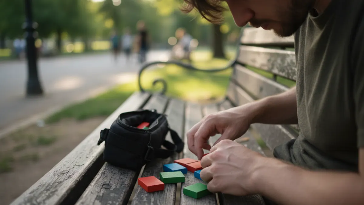 Creator uses blank markers in a park to plan Kling AI daily credits for test clips