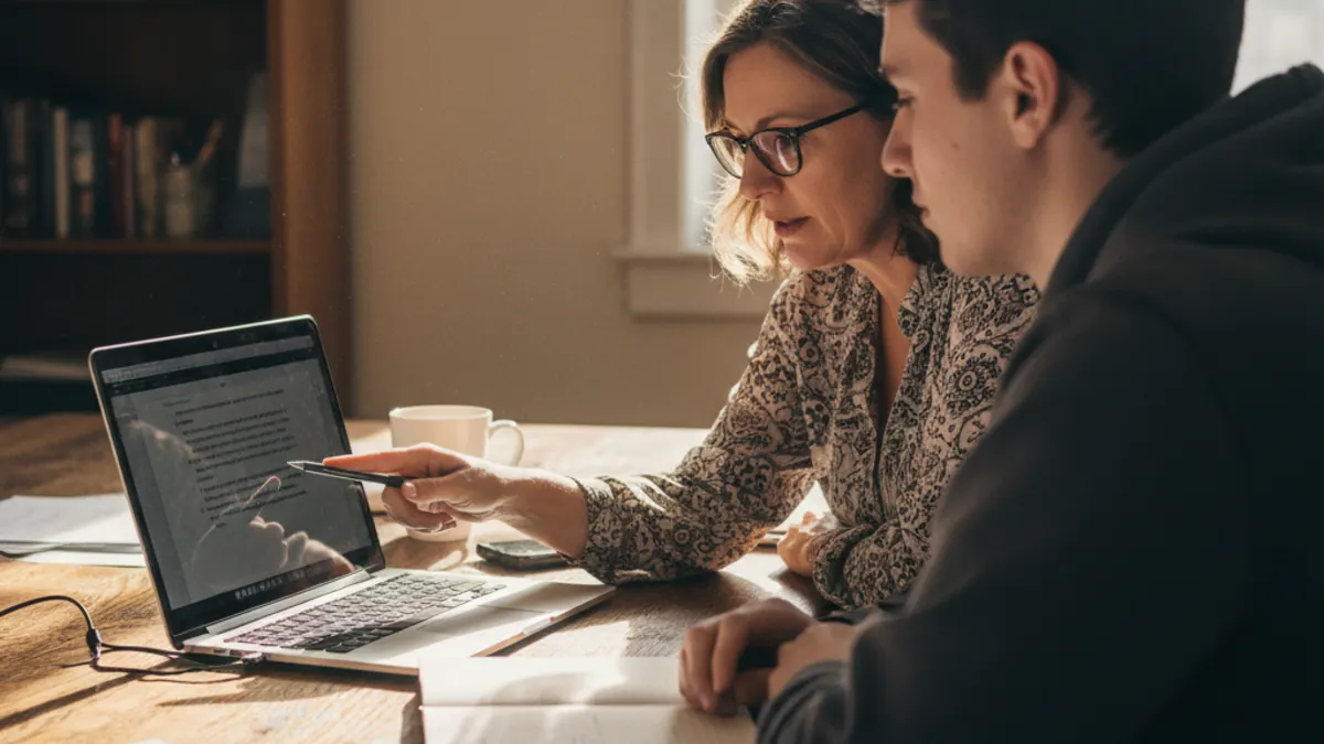 Instructor reviewing draft evidence after AI indicator flag