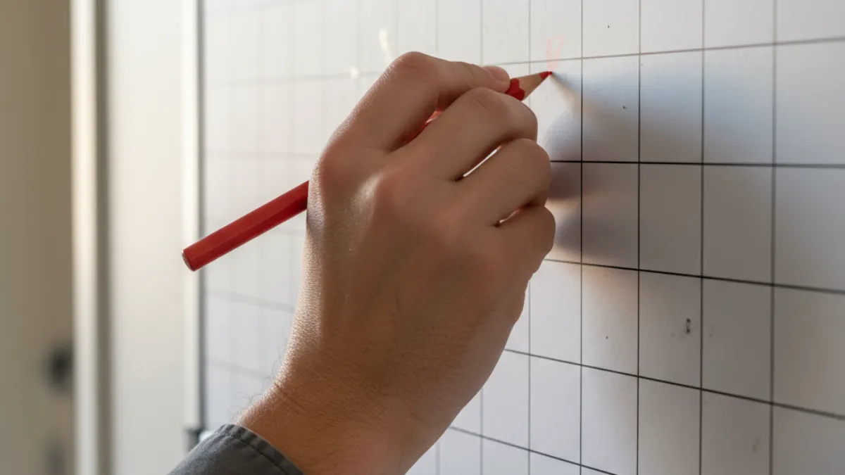 xml sitemap validator error cleanup shown as a red pencil marking blank checklist rows on a wall board.