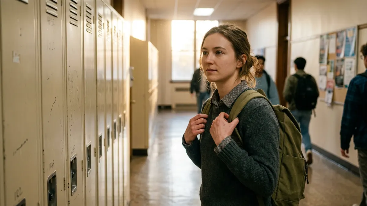 A student pauses in a hallway, considering the best AI detectors compared for their academic work.