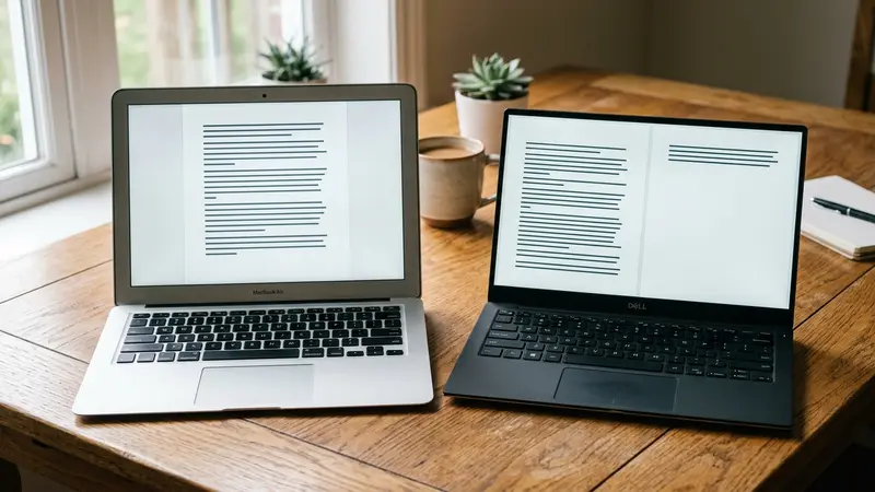 Two laptop screens side by side comparing QuillBot alternatives for AI paraphrasing and text rewriting tools
