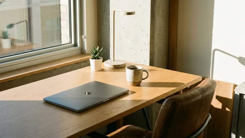 Writer editing text on tablet at modern workspace with notebook nearby