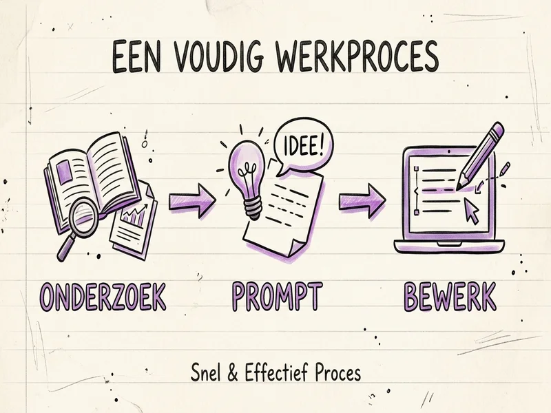 Drie-stappen AI cold email workflow: research, prompt, bewerken