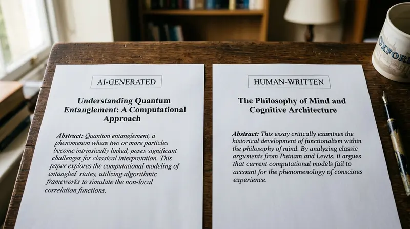 AI generated vs human written document comparison on desk